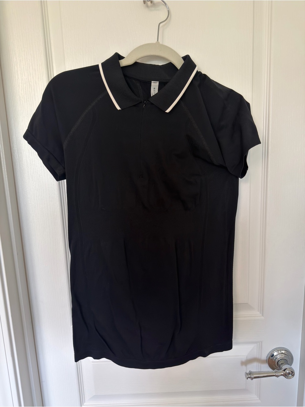Athleta Black Polo Top with White Trim